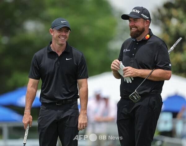 2025년 미국프로골프(PGA) 투어 2인 1조 단체전 취리히 클래식에서 타이틀 방어에 나선 로리 맥길로이(북아일랜드)-셰인 라우리(아일랜드)가 1라운드에서 경기하는 모습이다. 사진제공=ⓒAFPBBNews = News1