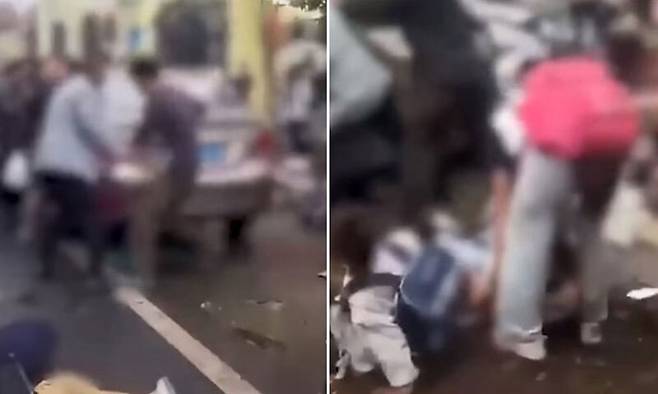 중국 초등학교 앞 차량돌진. 연합뉴스=말레이시아 광명일보 제공