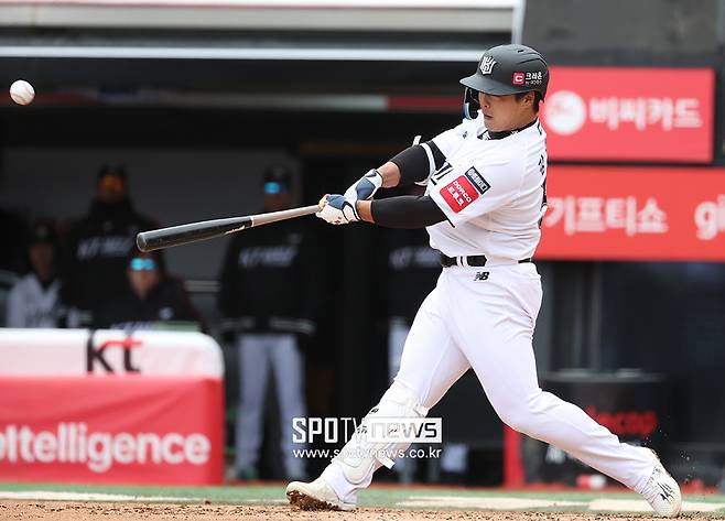 ▲ 옆구리 부상으로 1군 엔트리에서 빠져 재활에 전념하고 있는 강백호 ⓒ곽혜미 기자