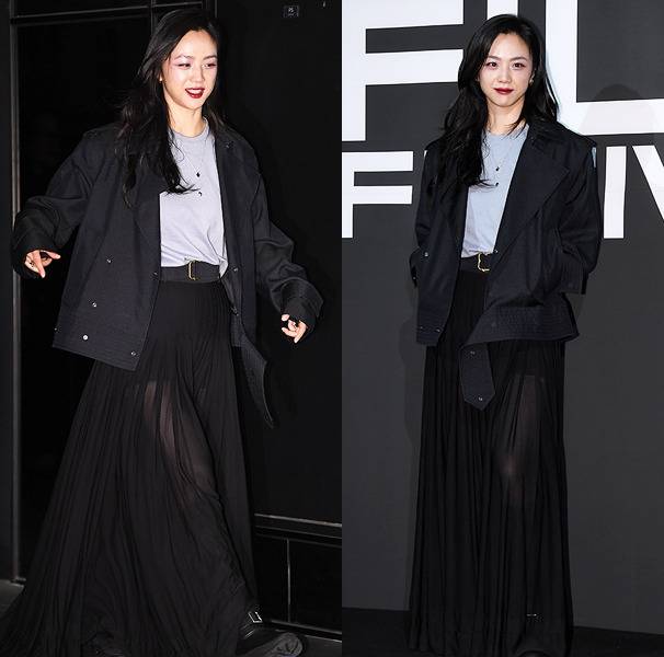 탕웨이가 시크한 미니멀룩으로 ‘마리끌레르 영화제’ 포토월을 빛냈다. 사진=천정환 기자