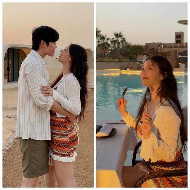 가수 에일리와 신랑 최시훈이 두바이 사막에서의 낭만 가득한 신혼여행을 공개했다. 사진=최시훈 SNS