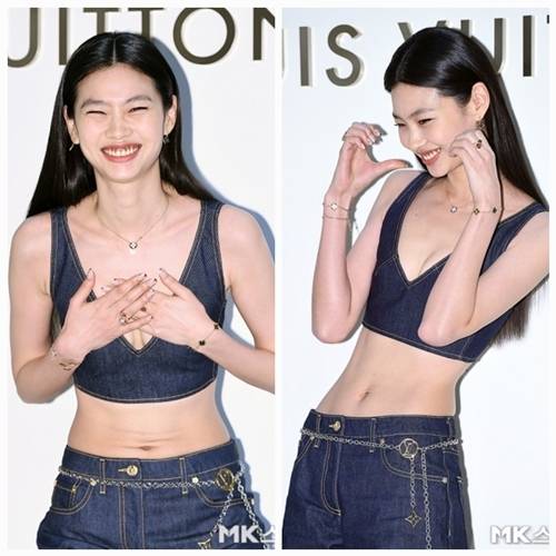 배우 정호연이 봄 햇살처럼 환한 미소와 함께 런웨이 같은 아우라로 시선을 사로잡았다. 사진=천정환 기자