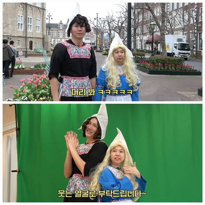 이날 세 사람은 네덜란드 전통 가족사진 촬영에 도전하며 특별한 추억을 남겼다.사진= 홍현희·제이쓴 부부 유튜브 채널