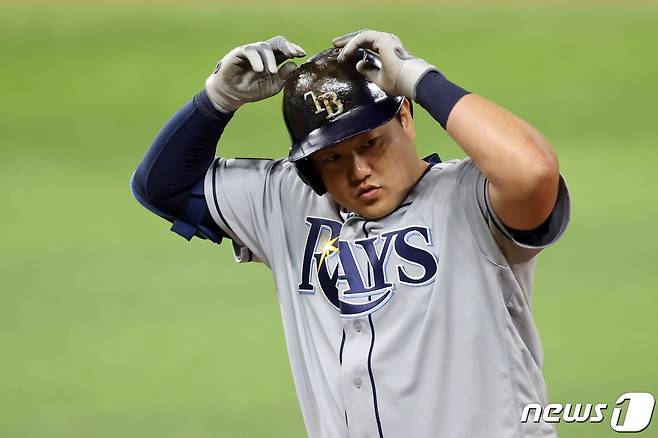 탬파베이 레이스 시절의 최지만. ⓒ AFP=뉴스1