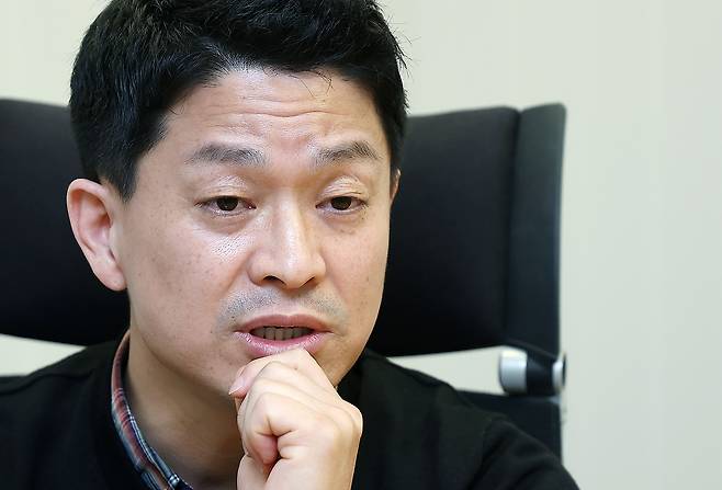 김형호 동국대 교수가 24일 서울 종로구 뉴스1 사옥에서 대선 기획 '3040, 차기 정부에 바란다' 인터뷰를 하고 있다. 2025.4.24/뉴스1 ⓒ News1 김진환 기자