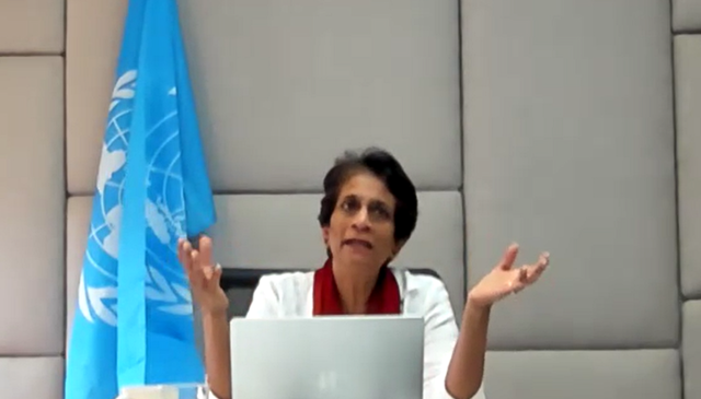 카니 위그나라자 유엔개발계획(UNDP) 총재보 겸 아시아·태평양 사무국장이 21일 한국일보와 화상인터뷰를 하고 있다. 그는 이번 지진을 ‘극도로 취약한 상황에서 발생한 비극’이라며 국제사회가 미얀마의 고통을 외면하지 말아야 한다고 호소했다.