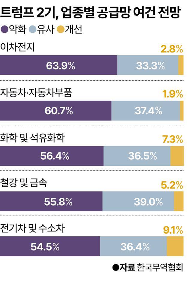 트럼프 2기, 업종별 공급망 여건 전망. 그래픽=강준구 기자