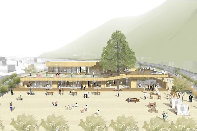 울산 울주군 이천분교 베이스캠프 설계 공모 당선작 조감도 <자료=울주군>