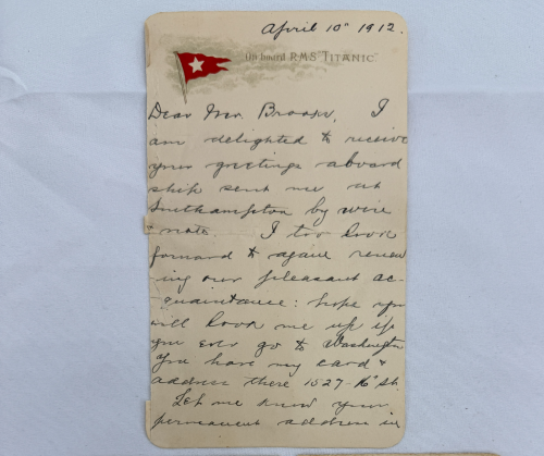 타이타닉호 생존자 그레이시 대령이 쓴 편지. 사진=헨리 알드리지 앤드 손