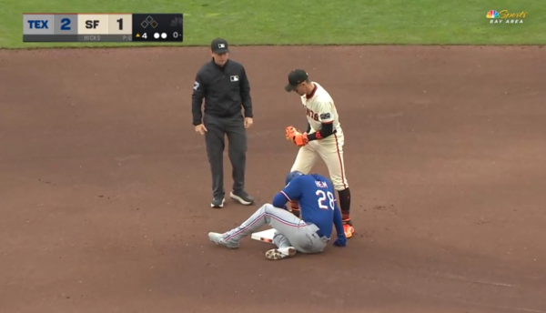 이정후의 송구에 아웃당하는 요나 하임. ⓒ미국 현지 중계화면 캡처