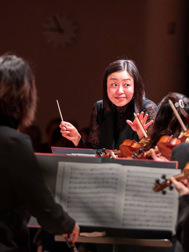지난달 본 베토벤 오케스트라를 지휘할 때의 양유라. /양유라 제공