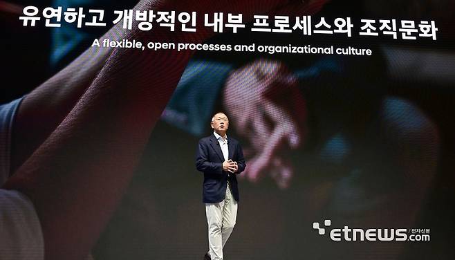 임직원들과 진정성 있게 소통하고 비전을 공유하는 현대차그룹 정의선 회장.