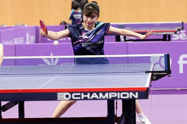 허예림의 단식 경기 장면.&nbsp; &nbsp; 사진=대한탁구협회 제공