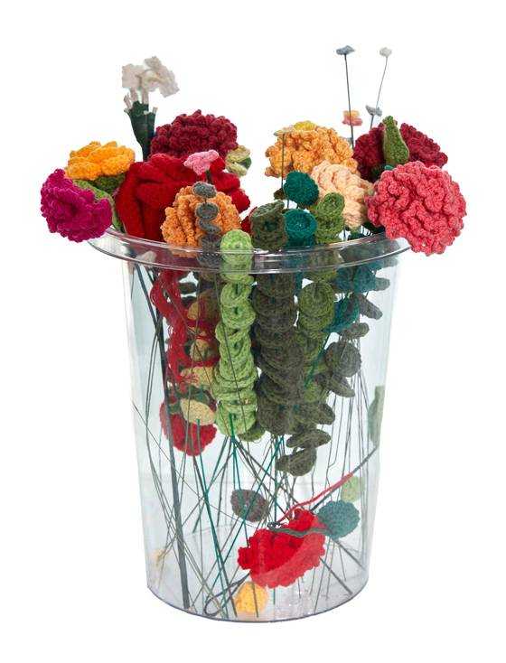 박 작가가 준비한 안개꽃 등 다른 종류의 니트플라워.