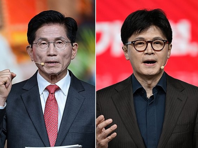 김문수 국민의힘 대선 경선 후보(왼쪽)와 한동훈 국민의힘 대선 경선 후보 / 사진=연합뉴스