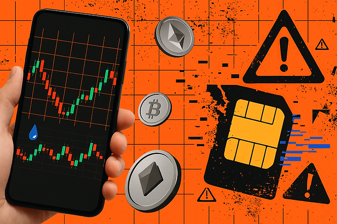 SKT 유심 정보 유출로 인해 심스와핑의 불안감에 휩싸인 가상자산 투자자들을 상상하며 제작한 이미지예요. 아직 유출 정보의 범위가 어디까지인지 알 수 없다고하니 SK텔레콤의 유심 보호 서비스 혹은 유심 교체를 고려해보시길 바라요. 유심 보호 서비스 이용중에는 해외 로밍이 불가능하니 참고하세요! | 이미지: ChatGPT로 제작