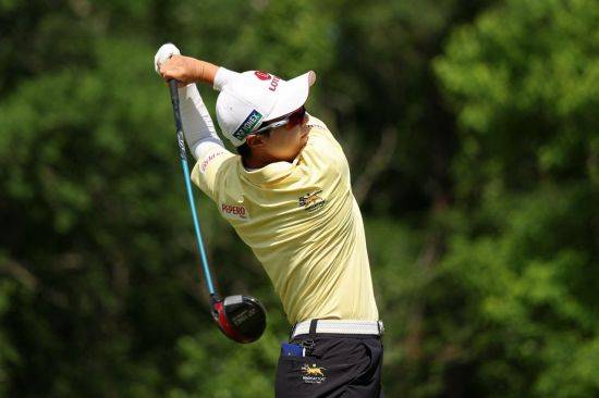 김효주가 셰브론 챔피언십 4라운드 18번 홀에서 티샷을 하고 있다. 우들랜즈=AFP연합뉴스