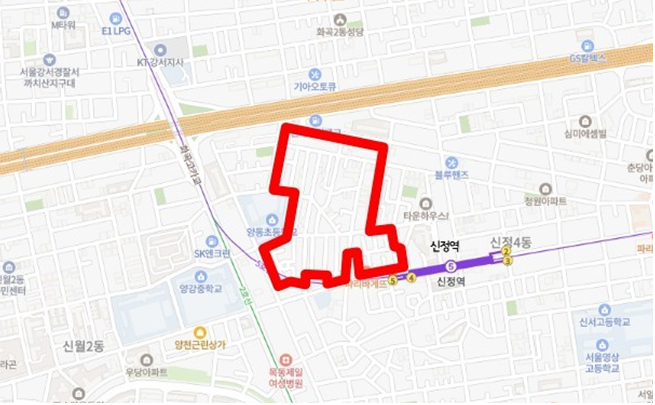 양천구 신정4동 922일대 위치도. 서울시