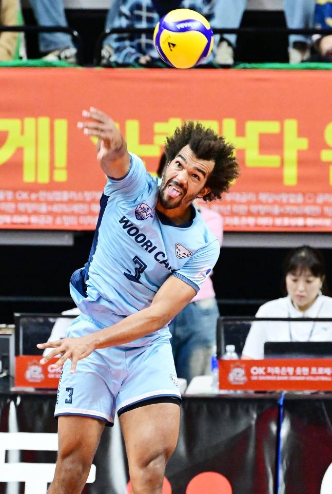 우리카드 시절 아히. /사진=한국배구연맹 제공