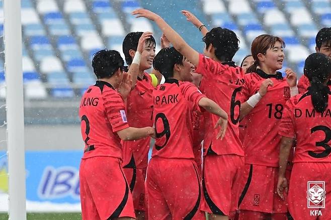 지난해 열린 AFC U-20 여자 아시안컵 당시 한국 대표팀 선수들 모습. [대한축구협회 제공. 재판매 및 DB 금지]