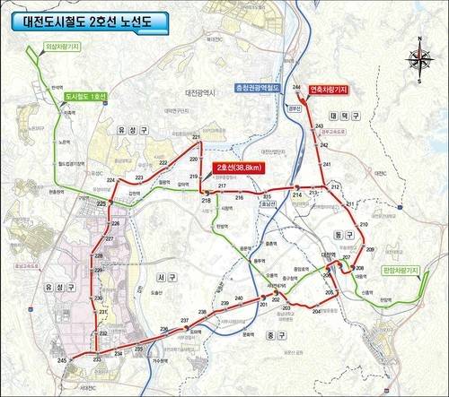대전도시철도 2호선 트램 노선도 [대전시 제공. 재판매 및 DB 금지]