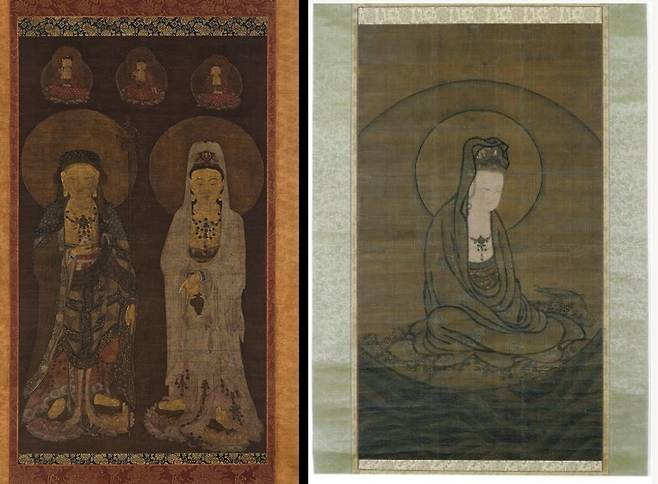 '관음·지장보살 병립도'(왼쪽)와 '수월관음도'[가나아트센터 제공. 재판매 및 DB 금지[