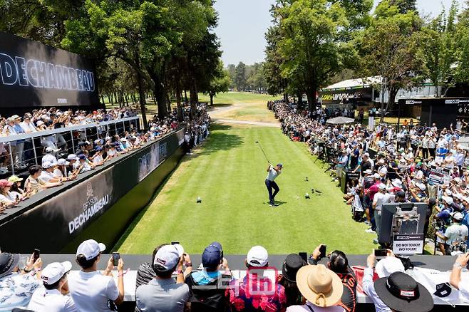 LIV 골프 멕시코 대회에서 홀을 가득 메운 팬들이 브라이슨 디섐보의 경기를 지켜보고 있다. (사진=LIV골프)