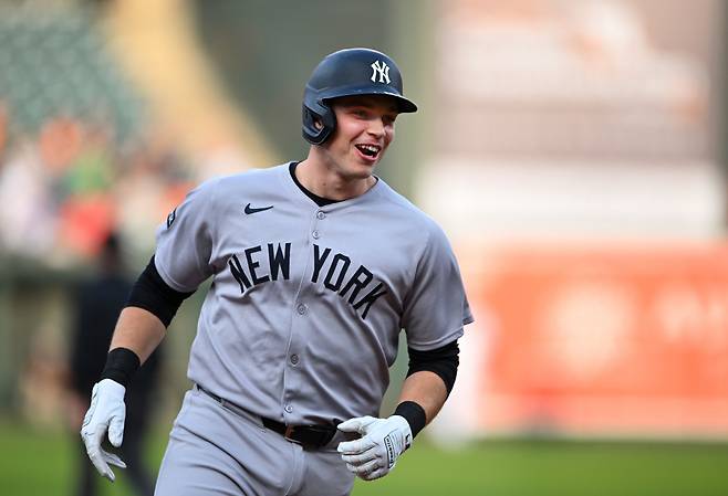 양키스 벤 라이스가 1회초 우월 홈런을 터뜨린 뒤 베이스를 돌고 있다. UPI연합뉴스