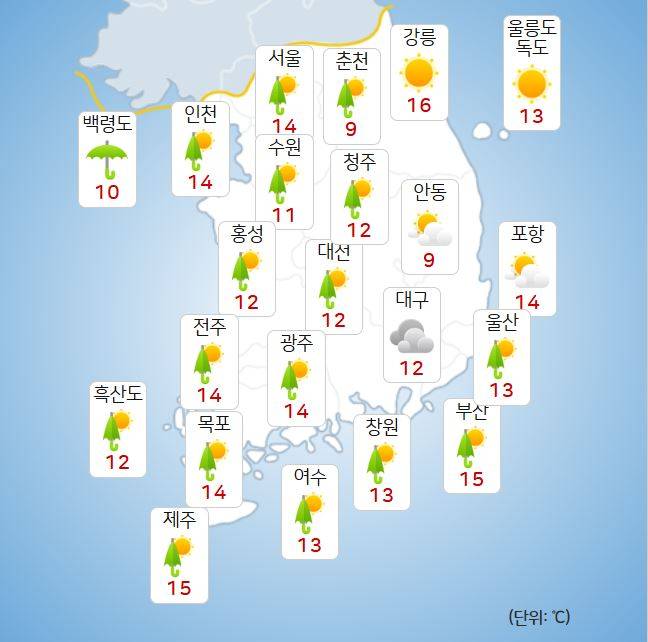 ⓒ기상청: 내일(5월 1일) 오전 날씨