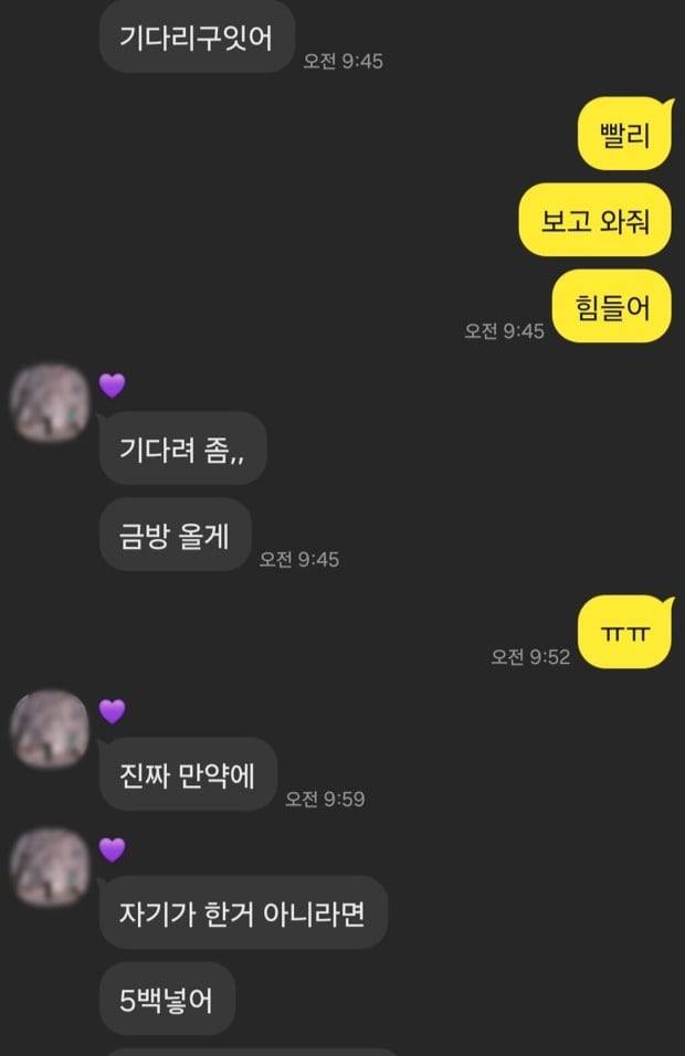 검거된 로맨스 스캠 조직원이 피해자와 나눈 대화 내용. /울산경찰청
