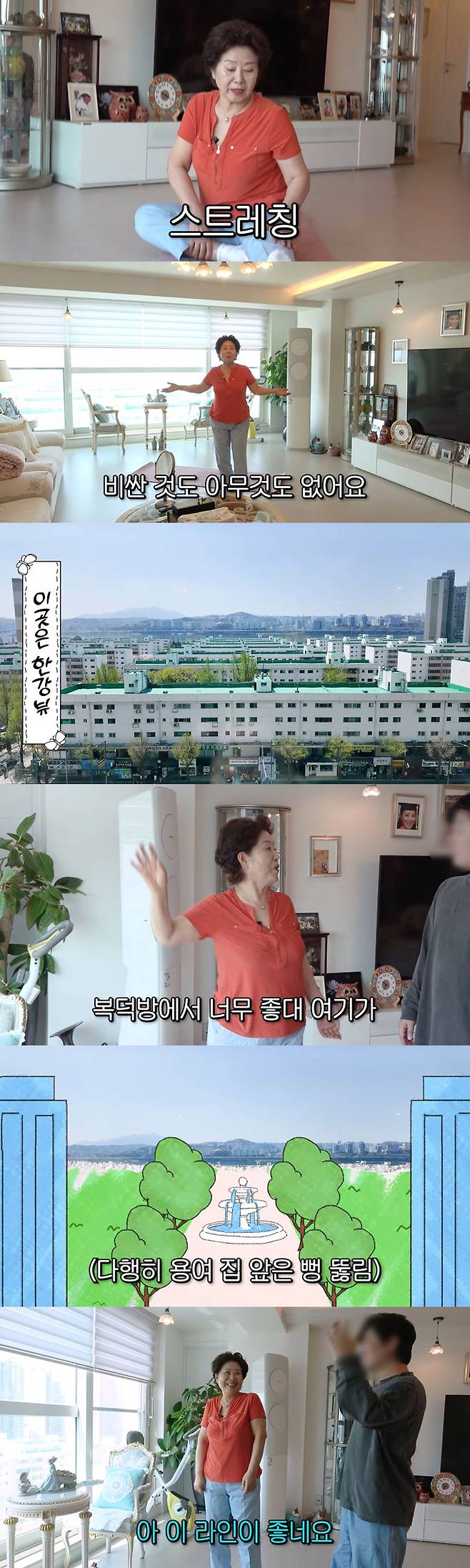 배우 선우용여가 한강뷰 아파트 호재에 웃었다./사진=유튜브 채널 '순풍 선우용여' 영상