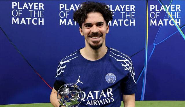 아스널과 챔스 준결승 1차전 POTM에 선정된 비티냐. /UEFA 제공