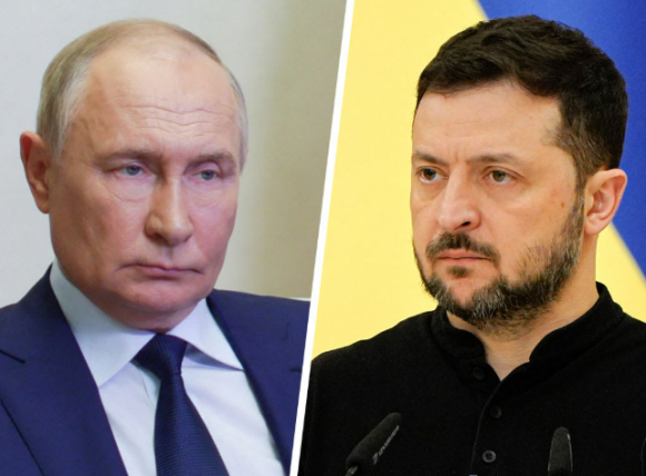 블라디미르 푸틴 러시아 대통령(왼쪽), 볼로디미르 젤렌스키 우크라이나 대통령(오른쪽) 자료사진