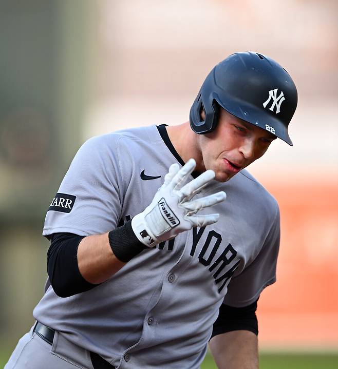 ▲ 30일(한국시간) 미국 메릴랜드주 볼티모어 오리올파크 앳 캠던 야즈에서 펼쳐진 볼티모어 오리올스와 원정 경기에서 1회 홈런을 날린 벤 라이스. ⓒ연합뉴스/AP