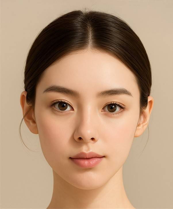 우리가 흔히 보는 얼굴의 비대칭입니다. 여러 요소가 작용하여 비대칭이 복잡하게 보이고 어디가 비대칭인지 알기 어렵게 됩니다.