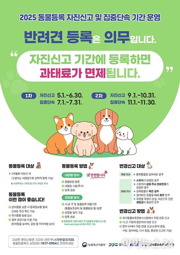 화성시의‘동물등록 자진신고 기간’ 운영 포스터 [사진=화성시]
