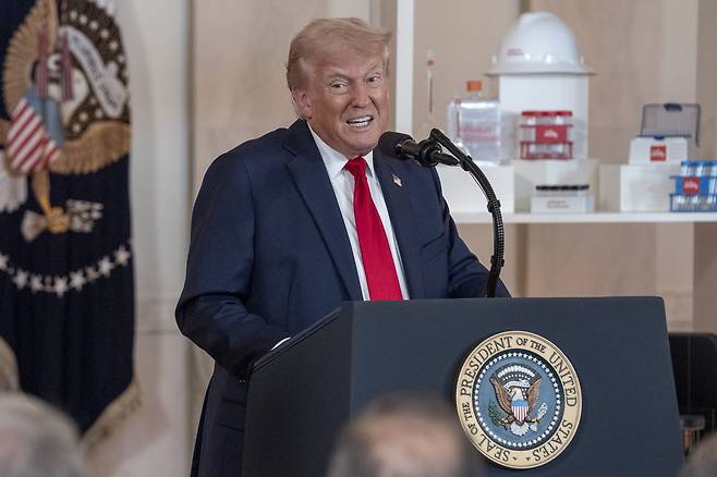 도널드 트럼프 대통령이 30일(현지시간) 워싱턴 DC 백악관에서 열린 ‘미국 투자’ 행사에서 연설하고 있다. UPI연합뉴스