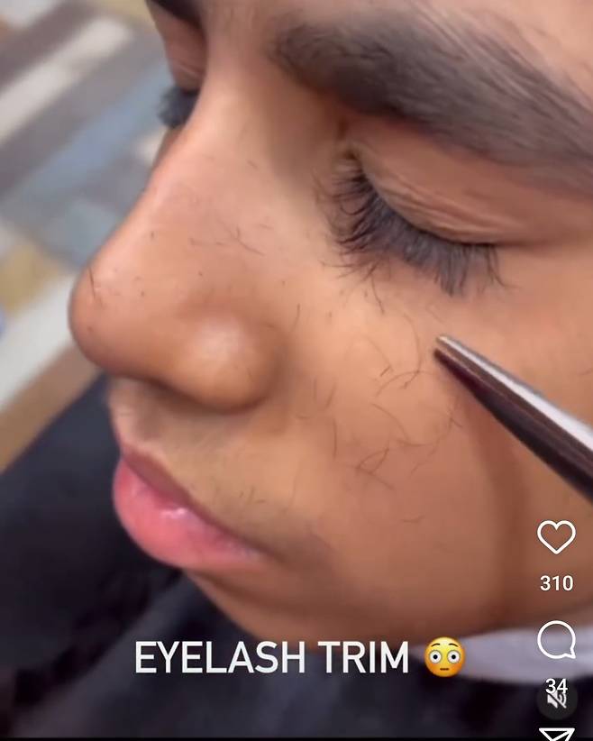 남성 속눈썹 자르기 영상 [인스타그램 캡처. 재판매 및 DB 금지]