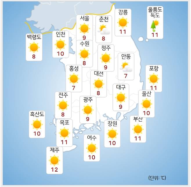 ⓒ기상청: 오늘(2일) 오전 날씨