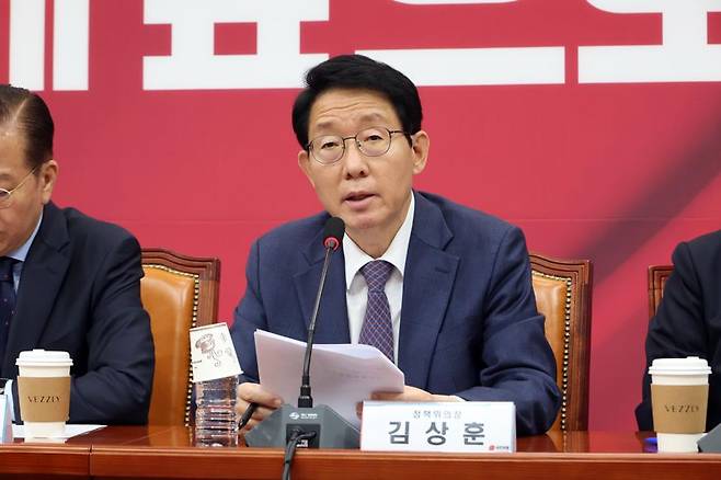 김상훈 국민의힘 정책위의장이 1일 서울 여의도 국회에서 열린 비상대책위원회의에서 발언하고 있다. 사진=박범준 기자