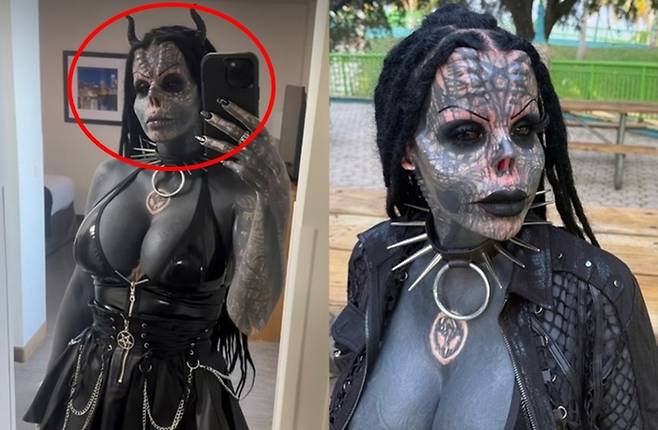 극단적인 신체 개조로 주목을 받고 있는 벨기에 여성 ‘톡시(Toxii)’의 사진. [사진출처 = 인스타그램 ‘toxii.bodymod’ 캡처]