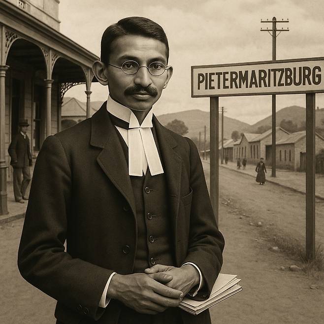 남아프리카 피터마리츠버그의 간디 변호사 시절 [AI 챗GPT 활용 합성 사진. 재판매 및 DB 금지]