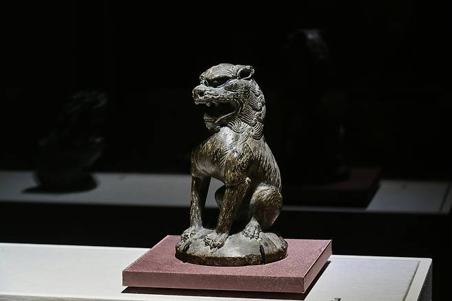 월지에서 출토된 사자 모양의 향로 뚜껑  [국립경주박물관 제공. 재판매 및 DB 금지]