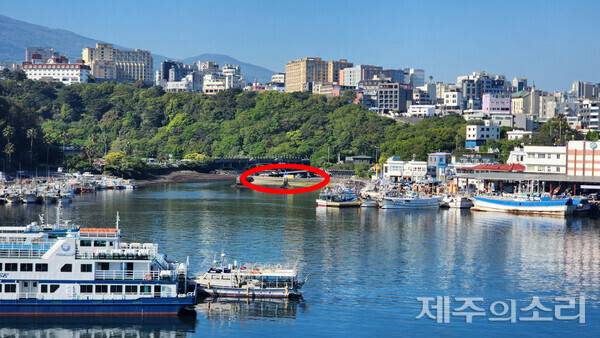 서귀포시는 서귀포항 계류장(붉은 원 테두리)에서 총 26차례, 1회당 2분씩 불꽃을 쏘아 올릴 계획이다. ⓒ제주의소리