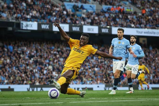 3일 맨체스터 시티와 경기에서 선제골을 넣을 기회를 놓치는 울버햄튼의 마셜 무네치