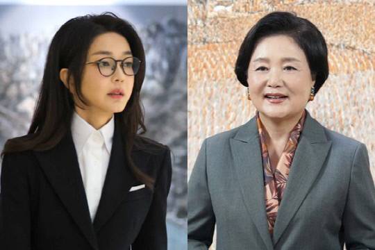 왼쪽부터 윤석열 전 대통령 배우자인 김건희 여사와 문재인 전 대통령 배우자인 김정숙 여사. 연합뉴스