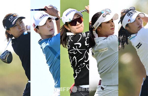 2025년 미국여자프로골프(LPGA) 투어 신설 대회인 블랙 데저트 챔피언십에 출전한 전인지, 박성현, 김아림, 윤이나, 이정은6 프로. 사진제공=ⓒAFPBBNews = News1