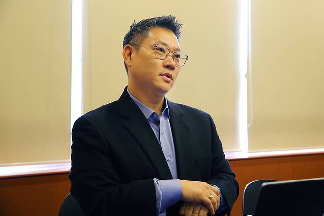 최현욱 테라바디코리아 대표가 지난 3월 말 매경닷컴과의 인터뷰에서 테라바디의 기업가치에 대해 설명하고 있다. [사진출처=테라바디]