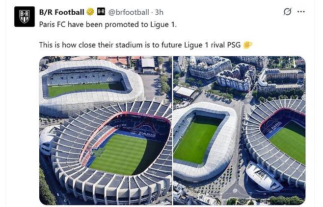 인접한 파리FC와 파리 생제르맹의 홈구장. [B/R 풋볼 SNS. 재판매 및 DB 금지]