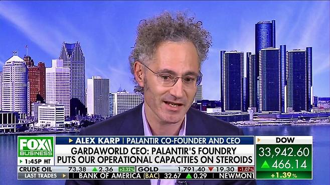 팔란티어 공동 창업자 알렉산더 카프가 방송 출연한 모습. /폭스비즈니스